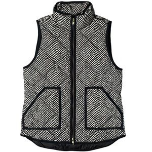 Women's J.CREW Excursion Black / Tan Herringbone Quilted Vest Size X-Small
